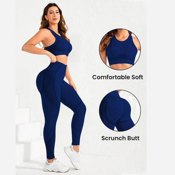 2-piece suit, women's yoga suit, beautiful back high waist trousers combination, seamless super elastic ideal gym clothing