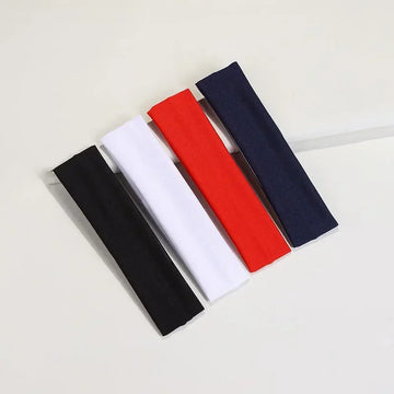4PCS Solid Color Elastic Sports Headband with Wide Rim Yoga Sweat Headband Fashion Headband Hair Accessory 20cm Length