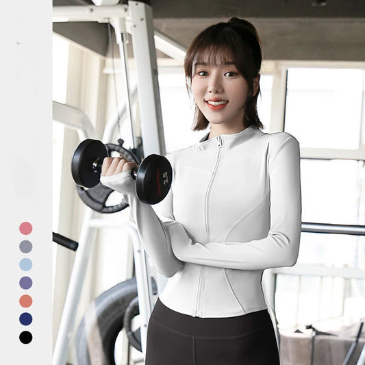 Women's Activewear Jacket Long Sleeve Slim Fit Sunscreen Sweatshirt Thumb Hole Slimming Running Fitness Top Yoga Coat for Women