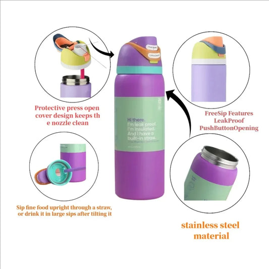 2024 New Stainless Steel Insulated Water Bottle with Straw and Lid, 24oz/30oz BPA-Free Leakproof Sport Bottle for Gym Travel