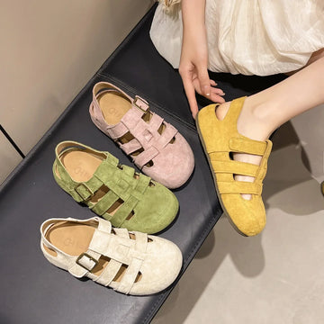 Korean Style Solid Color Sandals Women Summer Outdoor Wear Thick Bottom Casual Beach Slippers Fashionable Roman Shoe Style