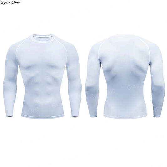 2025 Summer New Men's Fashion Tight Running T-shirt Fitness Training Long Sleeve Sports Shirt Cycling Slow Running Loose Top