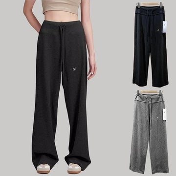 Sport Wide Leg Pants Women High-waisted Thin Quick-drying Drawstring Cargo Pants Casual Loose Black Straight Trousers Women