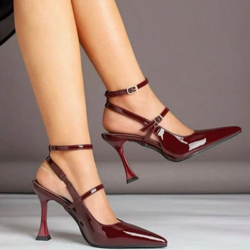 Summer 2025 new female pointed patent leather high heels temperament dress fashion female dew with banquet wedding bride shoes.