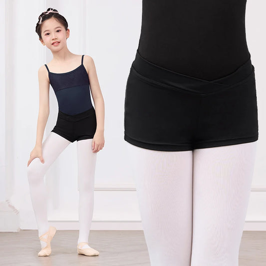 Kids Black Short Pants High Elastic Breathable Dance Gymnastics Shorts for Girls Ultra Short Sports Casual Leggings