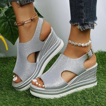 2025 New Summer Women's Sandals Fashion All-match Wedge Heel Women Casual Open Toe Sandals Roman Platform Women's Shoes