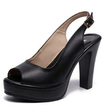 ZXRYXGS Fish Mouth Summer Shoes Women Sandal Shoes 2025 New Large Size Genuine Leather Sandals Elegant Charm High Heel Sandals