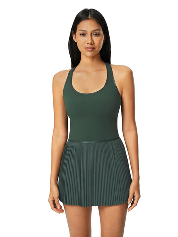 2025 New Back Shaping Sports Dress Women's With Chest Pad Yoga Vest Skirt Cool Breathable Tennis Pleated Skirt D25028