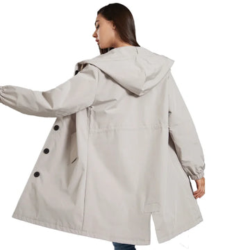 Fahsyee Raincoat Women, Rain Jacket Waterproof Raincoat Hooded Windbreaker Outdoor Long Active