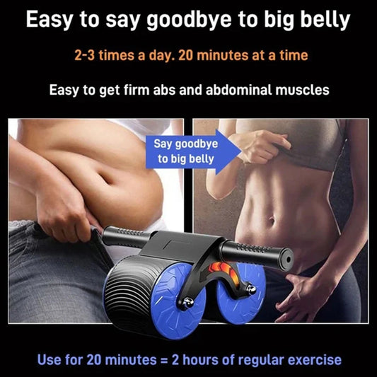 Abdominal Wheel Exerciser Dual Wheel Design Abdominal Fitness Wheel Automatic Rebound Anti-Slip for Bodybuilding Training