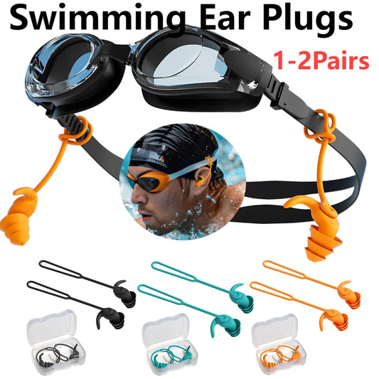 1-2Pair Swim Ear Plugs Silicone Waterproof Anti-noise Pool Accessories Swimming Earplugs Water Sports Swim Swimming Ear Plugs