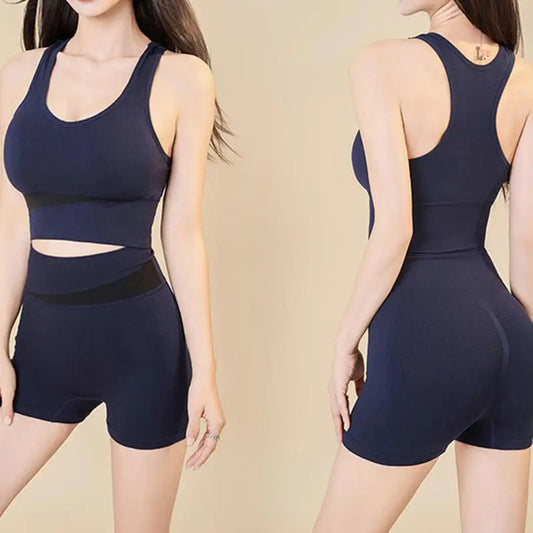 Seamless Sports Underwear Set Quick-drying High-waist Hip Running Fitness Shock-proof Sports Bra Sets Workout Outfit Yoga Wear