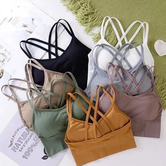 Women Cross Strap Sports Bra Women Push Up Sport Bra Yoga Gym Crop Top Brassiere Fitness Top Seamless Sport Bra Breathable Bras