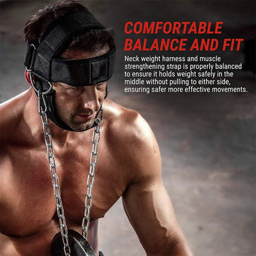 Head Neck Weight Lifting Straps, Nylon Weight Bearing Cap with Chain, Strength Training, WeightLifting Fitness Gym Equipment