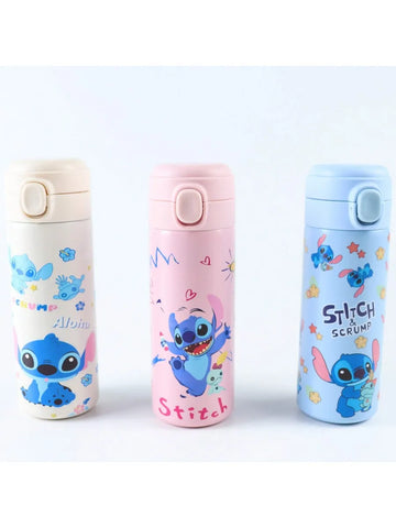 1pc Disney Stitch & Lilo Cartoon Insulated Bottle - Leak-Proof, BPA-Free Stainless Steel, Vacuum Sealed for Hot/Cold Drinks, Per