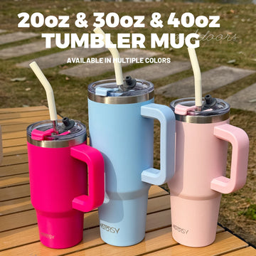 WATERSY Tumbler 40oz/30oz/20oz with Handle & Straw, 304 Stainless Steel Vacuum Insulated Cup, Large Capacity Thermos Mug Coffee