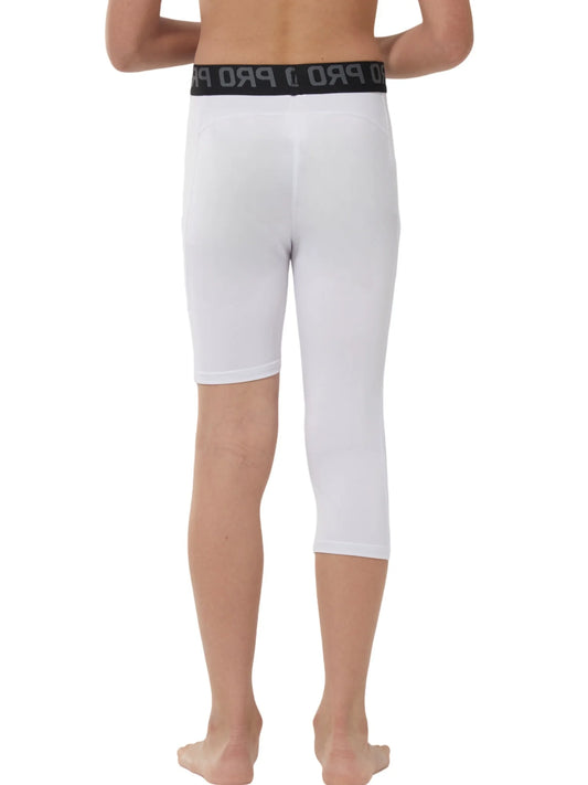 Youth Boys 3/4 One Leg Compression Tights for Basketball Leg Sleeve Capri Athletic Base Layer Underwear for Gym Running
