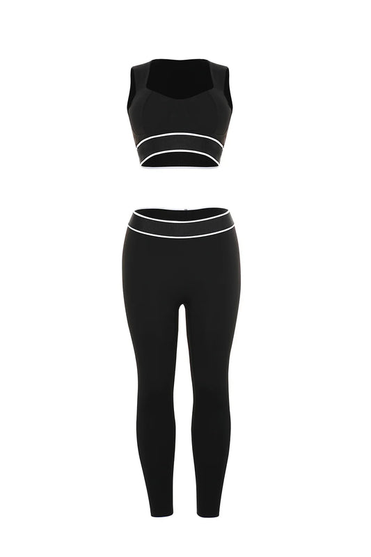 AIAI Lemon Brand Design Women 2PCS Sports Bra Yoga Sets Workout Suit Sports Outfit Gym Clothing Fitness Tights