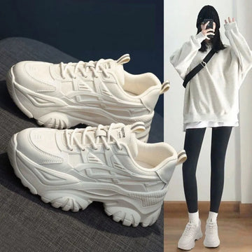 2025 new spring and summer dad shoes, women's shoes, versatile thick soled white shoes, casual running lightweight sports shoes