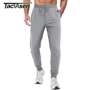 TACVASEN Quality Cotton Sweatpants Mens Lightweight Elastic Waist Sport Pants Outdoor Gym Workout Athletic Pants Running Jogger