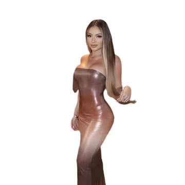 European And American Women's Sexy Strapless Style Long Dress Nightclub Tight Fitting Waist Bag Hip Hugging Dress For Women