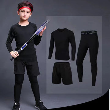 Kids Sports Running Set 2025 Boy Jogging Basketball Underwear Sportswear Gym Tights Breathable Soccer Tracksuit Training Clothes