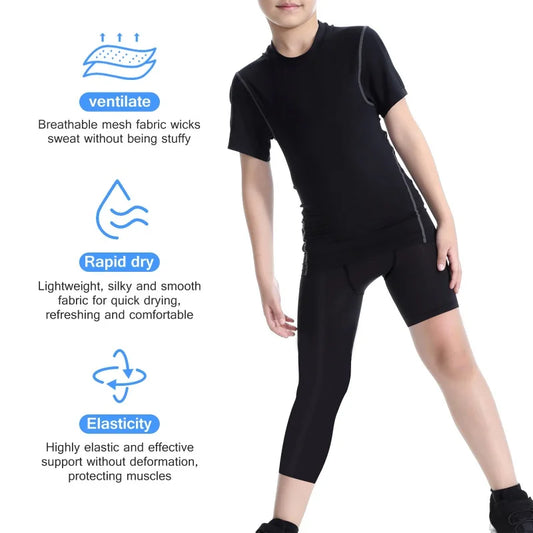 Kids Sport Pants for Boys 6-14Y Children Teenagers Sport Tights Athletic Compression Legging Basketball Football Fitness Trouser