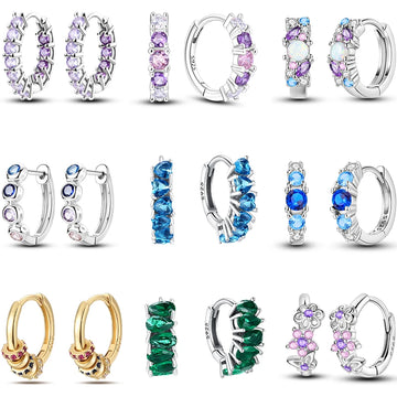 Women's 925 Sterling Silver Circle Style Simple Colorful And Shiny Zircon Earrings Fit For Attend A Wedding Exquisite Jewelry