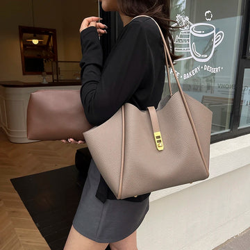 Simple Large Capacity Stitching Women s Large Tote Bag Shoulder Four Seasons Model