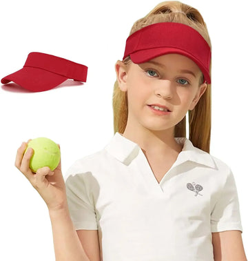 2PC/1PC Century Star UPF 50+ Kids Visor Sun Hat Adjustable Girls High Ponytail Tennis Hat Sports Boys Running Golf Visor Cap
