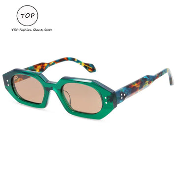 2525 Top New Handmade Sheet Retro Color Polygon Sunglasses for Women Outdoor Shade UV400 Sunglasses for Men