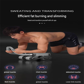 New weight-bearing abdominal wheel automatic rebound men and women's abdominal wheel fitness equipment artifact sports home abdo