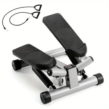 Adjustable Foot Stepper with Resistance Bands for Home Fitness, Black
