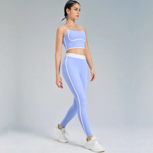 Women 2pcs Patchwork Sport Yoga Suit Breathable Sportwear Women Set Adjustable Bra Workout Clothes for Women Outfit Fintess Set