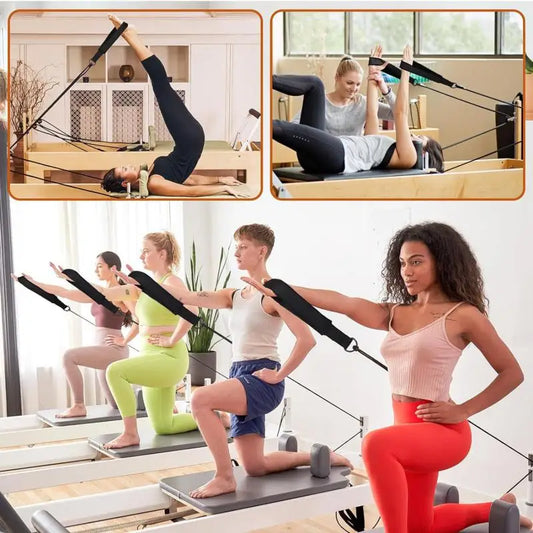 1Pair Double D-Ring Elastic Yoga Pilates Bed Accessory Exercise Ankle Buckle Pilates Stretch Strap Resistance Band Elastic Cord