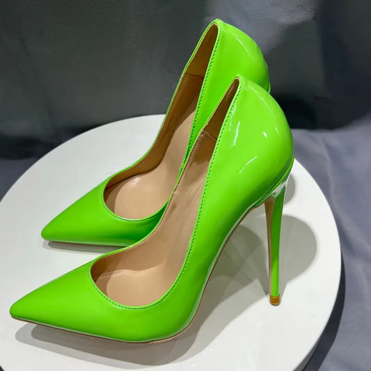 Fluorescent Green Super High Heels  Party Sexy Ladies Shoes Brand Design Pointed  Big Size 43 44 45 Shoes Women