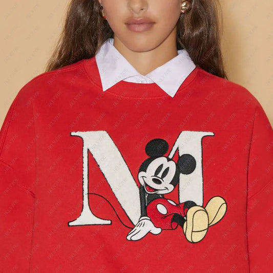 2024/25 Women Sweatshirts Girls Clothes Casual Tee Shirts Minnie Holiday Top Hoodie Unisex Red Mickey Mouse Pullover Hot Y2k