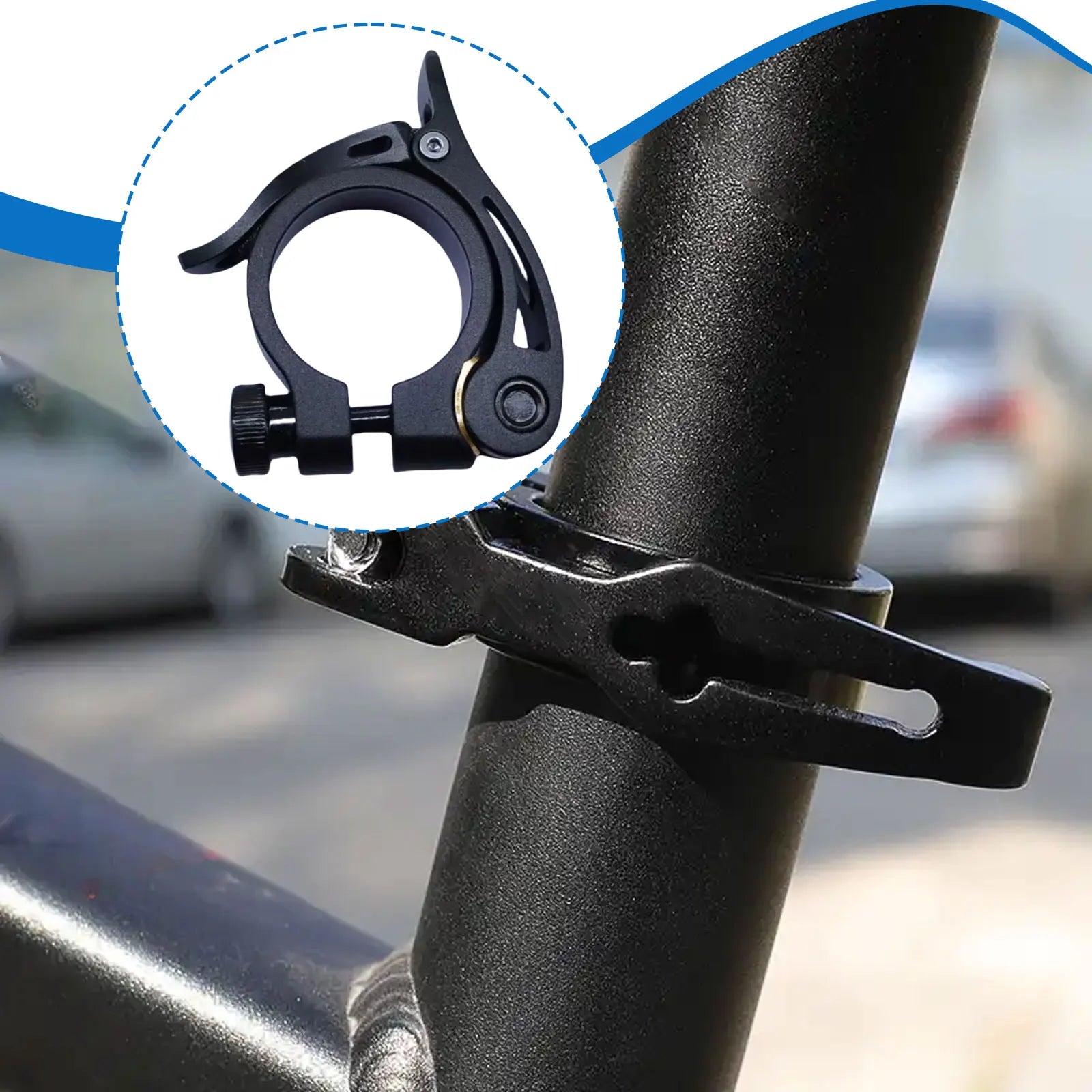 31.8mm Bicycle Seat Tube Clamp Accessory Easily Install Folding Bike Seatpost Clamp Replacement Parts Black Aluminum Alloy