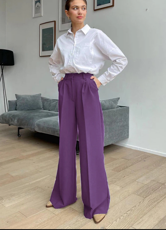 Women'S Pants Fashion Loose Full Length Ladies Trousers Casual High Waist Wide Pants For Women