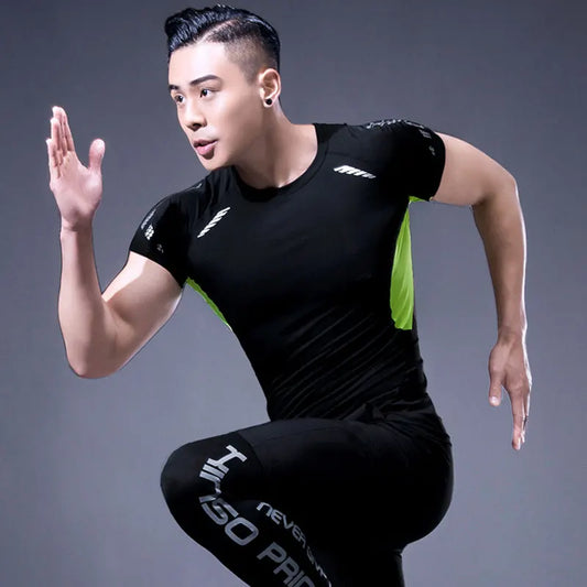 Men's Compression Running T Shirt, Fitness Tight Short Sleeve Sport T-Shirt, Training Jogging Shirts, Gym Sportswear, Quick Dry