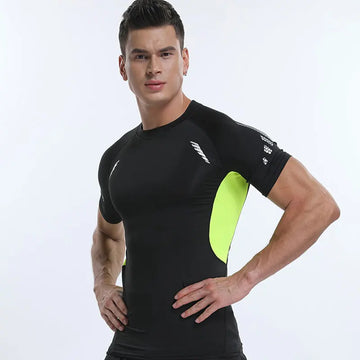 Men's Compression Running T Shirt, Fitness Tight Short Sleeve Sport T-Shirt, Training Jogging Shirts, Gym Sportswear, Quick Dry