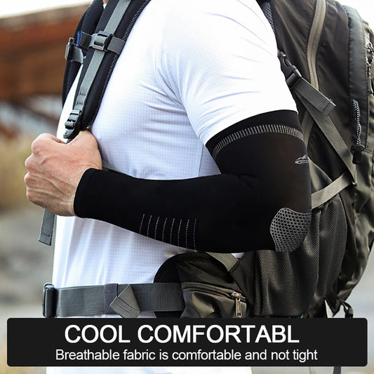 LOOGDEEL Summer UPF50+ Arm Sleeves Cool Feeling Breathable Ice Silk Cycling Sleeve Running Fishing Sunscreen Arm Support Unisex