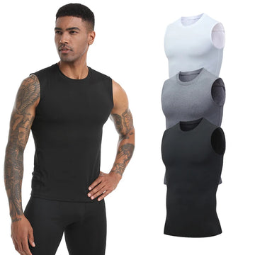 Compression Tank Top Men Gym Shirt Sleeveless Quick Dry Solid Sportswear Male Fitness Bodybuilding Vest Workout Muscle Top