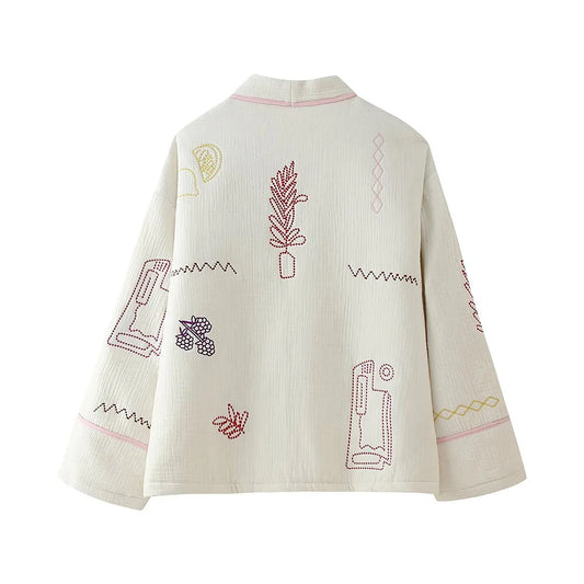 Autumn and winter new fashionable women's clothing casual elegant design sense embroidered cotton jacket