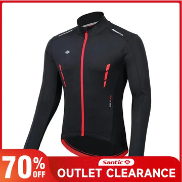 Santic Winter Cycling Jacket for Men Fleece MTB/Road Bike Coat Reflective Thermal Windproof Jersey Breathable Warmer Windbreaker