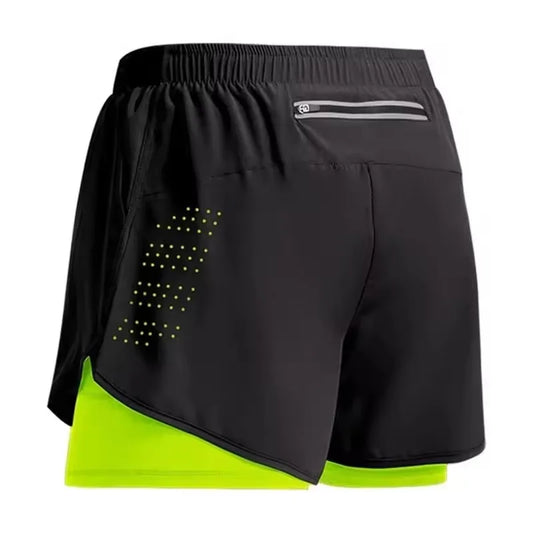Men's Running Shorts Quick-drying Fitness ventilate Double Layer Shorts Men New Sport Workout Training Bodybuilding Short Pants