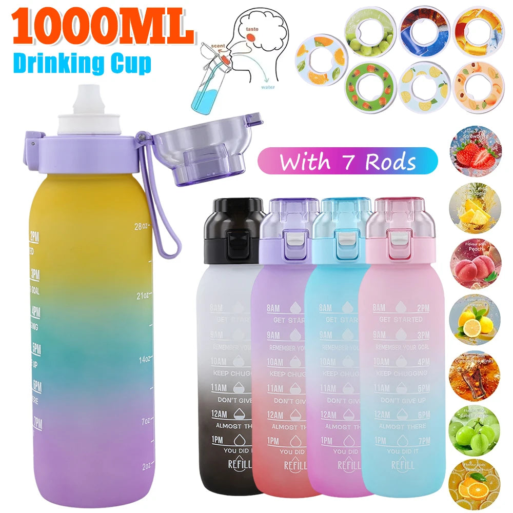 Flavored Water Bottle with 7 Flavour Pods Air Water Up Bottle Frosted Black 650ml Air Starter Up Set Water Cup for Camping Sport