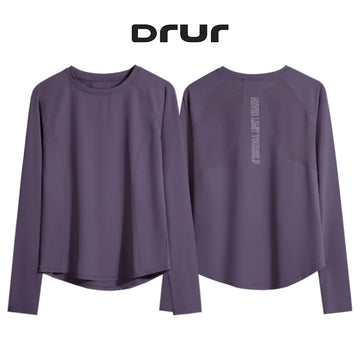 DRUR Fitness T-shirts Women Running Shirts Long Sleeve Quick Dry Breathable Sports Top Jogger Workout Pullover Top Sportswear