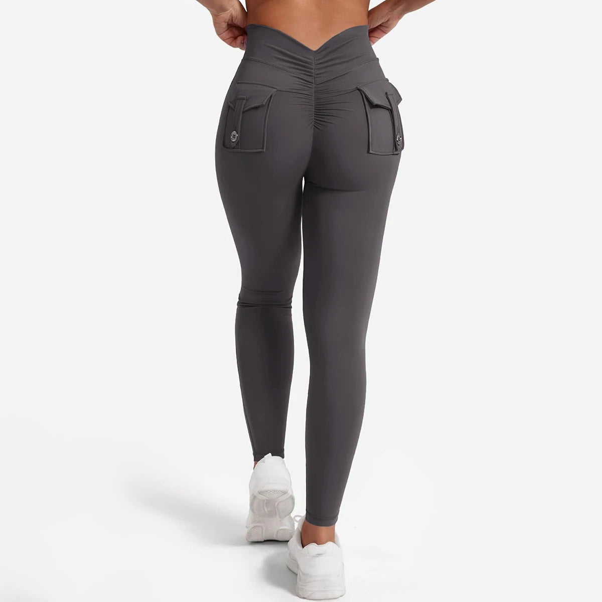 Soft Women Sports Leggings Pockets Gym Sexy High Waist Workout Push up Booty Scrunch Biker Pants Fitness Cycling Tights