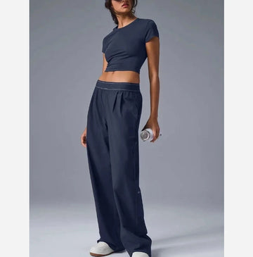 High Waist Women Clothing Yoga Casual Straight Casual Pants Sports Fitness